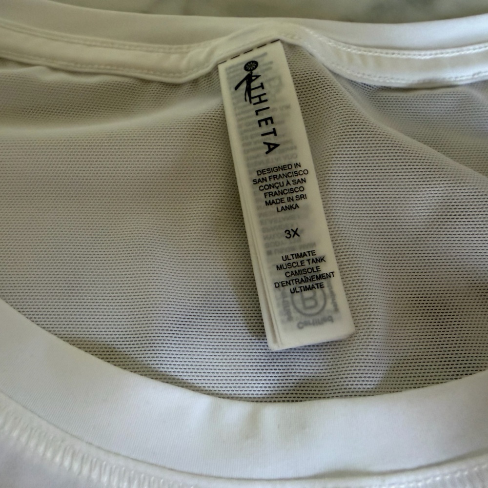 Athleta White Sleeveless Performance Ultimate Muscle Tank 3X Workout Fitness Top - Picture 9 of 9